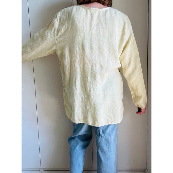 CP Shades Linen Tunic Top in Butter Yellow Size Large Beachy Loungwear - Picture 6 of 8